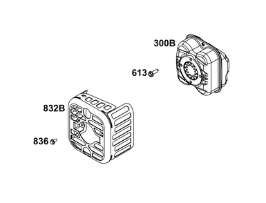 Exhaust Group Diagram and Parts List for 09P802-0008-H5 020000 - 09Z999 Briggs and Stratton Engine